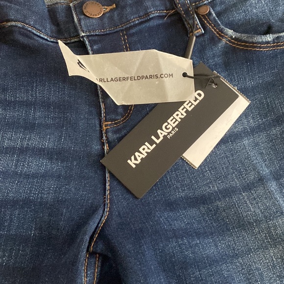 Karl Lagerfeld Paris Fringe Cropped Jeans Denim Womens Size 2 NWT - Picture 8 of 13